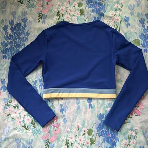 Wilo the Label Ribbed Long Sleeve Blue Crop Top - S - Picture 9 of 9